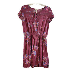 Matilda Jane womens dress sz med pink floral elastic waist pin tuck boho